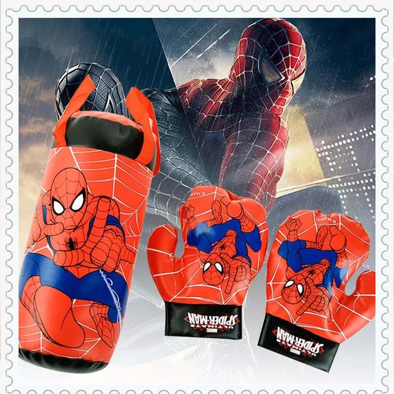 Spider Man Detská mini boxová súprava rukavice+taška anime karikatúra roztomilý športový hračku telesný tréning chlapče dievča narodeniny x-mas darček