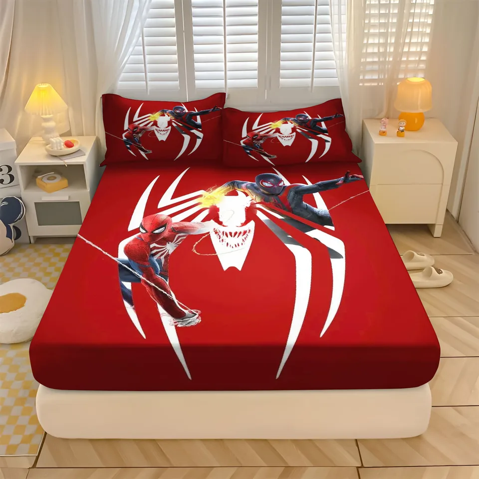 Spider-Man s vankúšom namontovaným listom 3D detská podstielka Set 100% Polyester 2/3ks Comforte Bed Cover Plno set domáci dekor