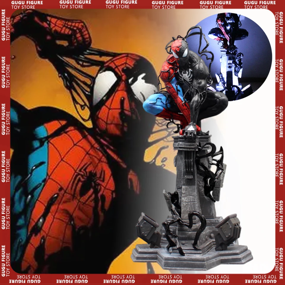Spider-Man Venom Anime figures Luminous Spiderman Socha figurína 40 cm zbierka stola dekorácia Marvel Birthday Darček pre deti