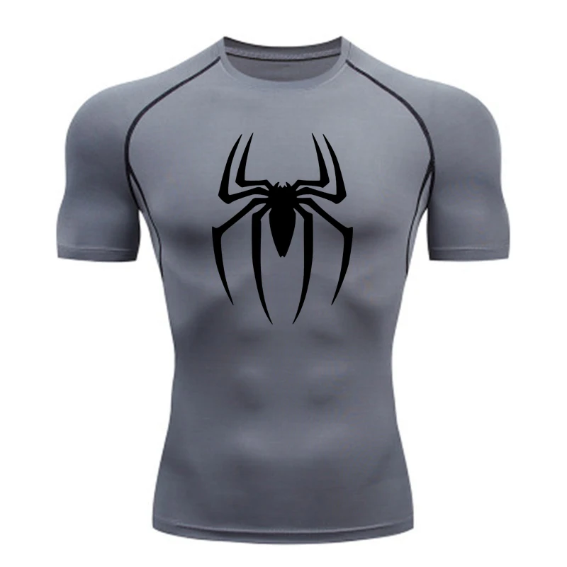 Spider tlač kompresné košele pre mužov pre mužov cvičenie Fitness Undershirts krátke rukávy Rýchle suché atletické tričko Tops Sportswear