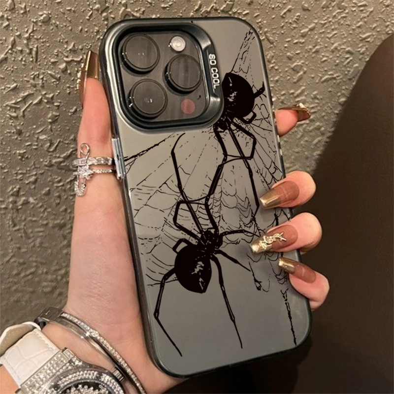 Spider vzor proti kvapkaniu brnenia pre iPhone 16 15 Pro Max 15 14 13 12 11 Pro XR xs x 7 8 plus šošovky chránia pokov na pokovovanie