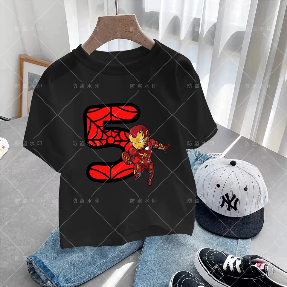 Spiderman Kawaii deti Top letné tričká pre deti karikatúry detské oblečenie Hulk Narodeniny číslo 3-12 Kawaii matka