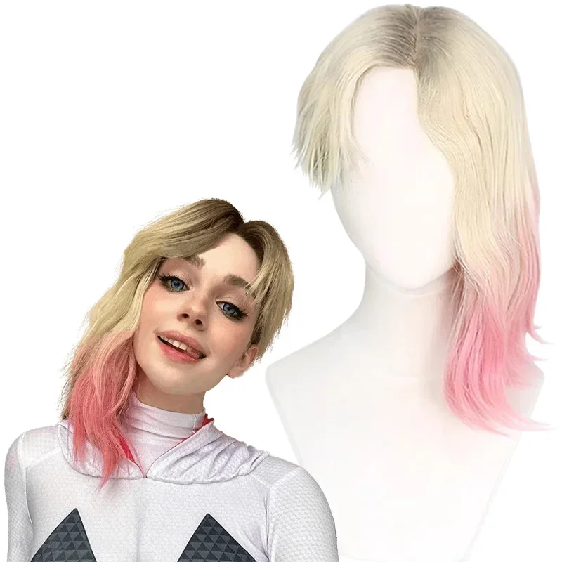 Spiderman naprieč pavúkom verš Gwen Stacy Cosplay parochňu odolné voči tepelné syntetické vlasy gwen cosplay parochňu Halloween Party Podpery