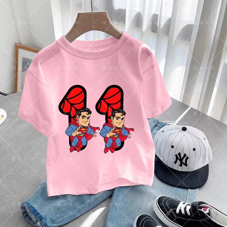 Spiderman Narodeniny Číslo 3-12 Krátke rukávy Letné deti Top detské odevy karikatúry Kawaii Tričká Kawaii Karikatúry