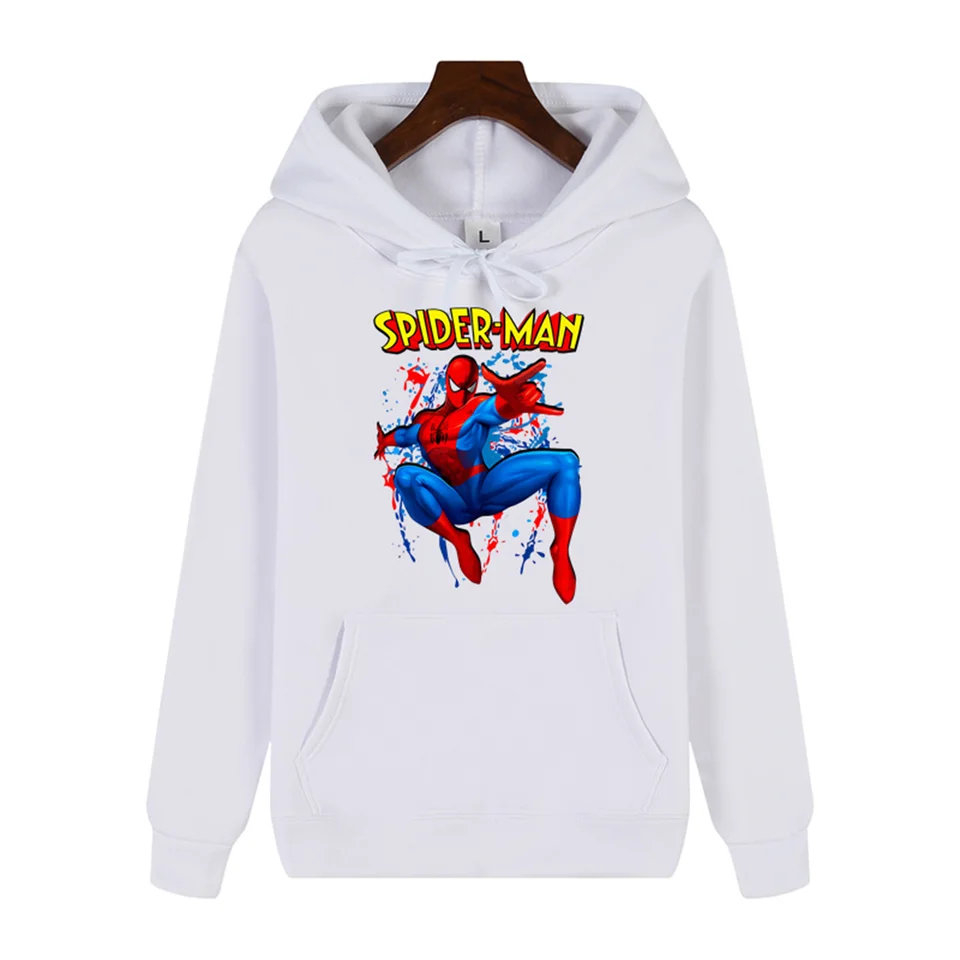 Spiderman super cool póza tlač Autumn/zima Pohodlné mäkké zahusťované mužské vysoko kvalitné neformálne móda Warm Street Hoodie