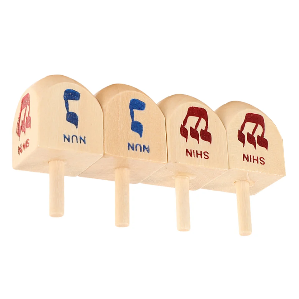 Spinning vrcholy hračky drevené dekorácie hanukkah pre domácu rukoväť Dreidel Game Child
