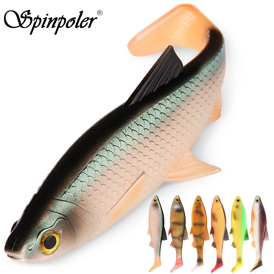 SpinPoler 3D rieka River Roach Paddle Tail Swimbait Soft Fishing Last Lure 8cm 10cm 13 cm walleye perch
