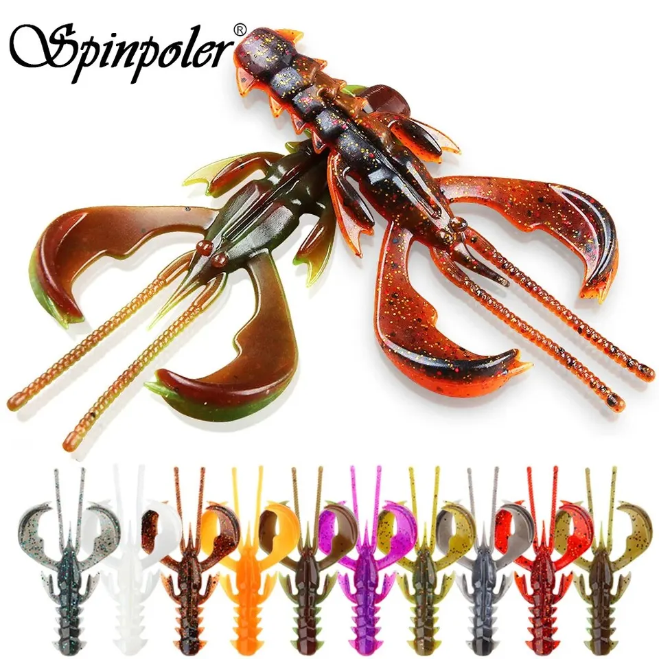 Spinpoler Agilné krevety mäkké návnady rybolovná návnada TPR plávajúce solené skoli UV aktívne raky pre buriny bez buriny Jig Ned Split Drop Shot Shot