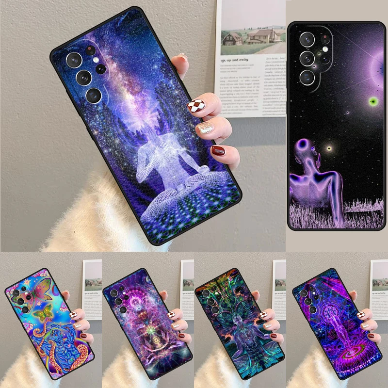 Spiritual Trippy Psychedelic Case Puzdet pre Samsung Galaxy S24 Ultra S21 S22 Ultra S8 S9 S10E Poznámka 10 plus poznámka 20 Fe S23