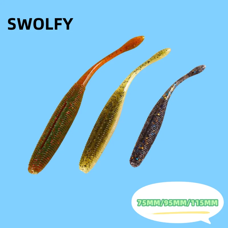 Splave červ Softbait rybárska návnada slaná slaná rovný chvost 75 mm 95 mm 115 mm Perfektné plavecké plasty Dream Shot Soft 10ks