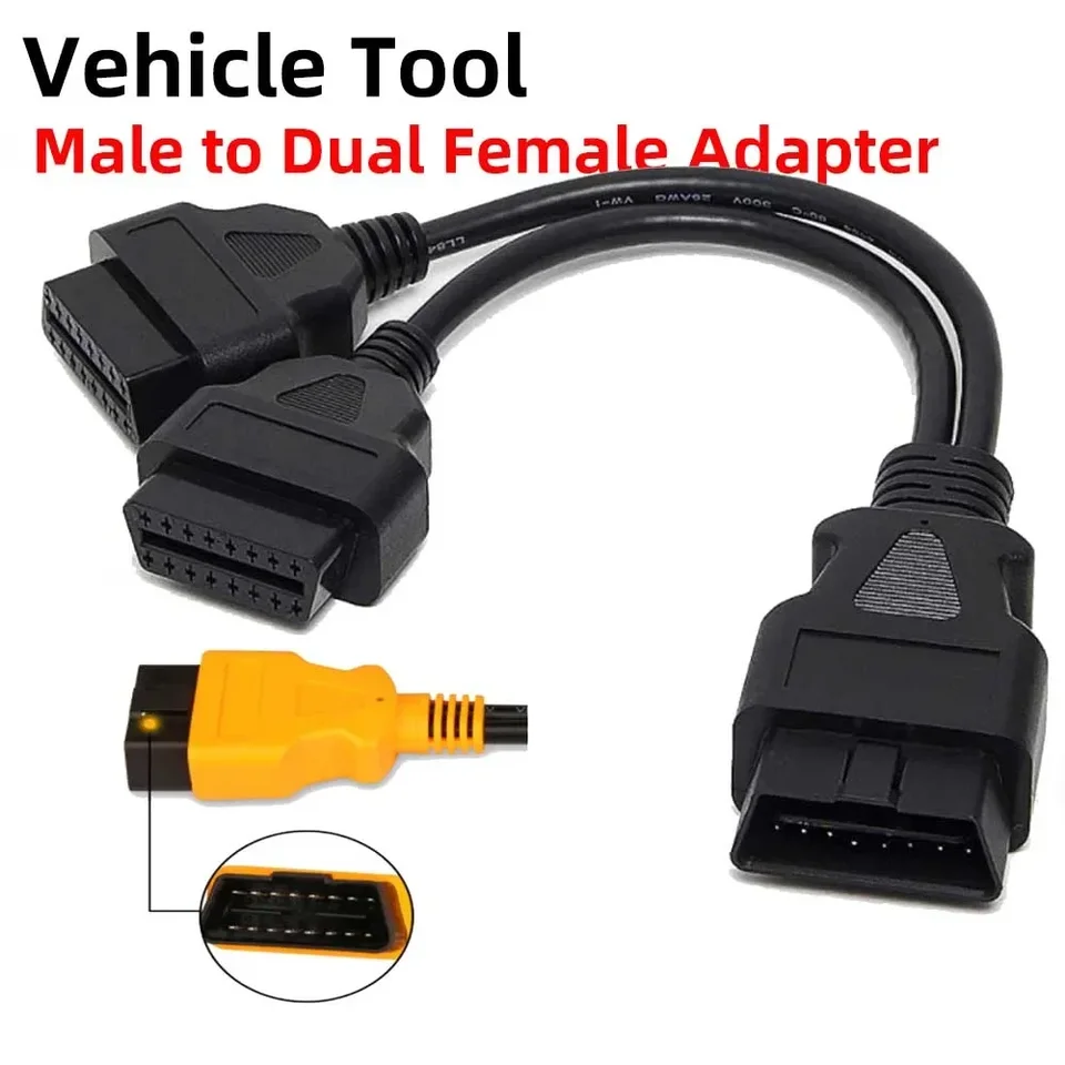 Splitter Cable OBD OBD 2 Rozšírte Y káble 1 až 2 drôt adaptéra prevodníka 30 cm J1962 m až 2-J1962F OBD2 Rozšírovací kábel predlžovača