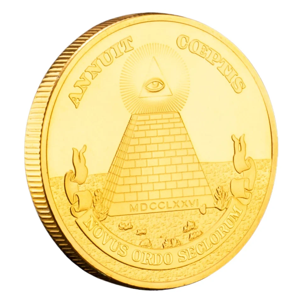 Spojené štáty Freemason Golden natiahané suvenírové mince anunej coeptis Novus Ordo Seclorum Pamätný darček na zbera