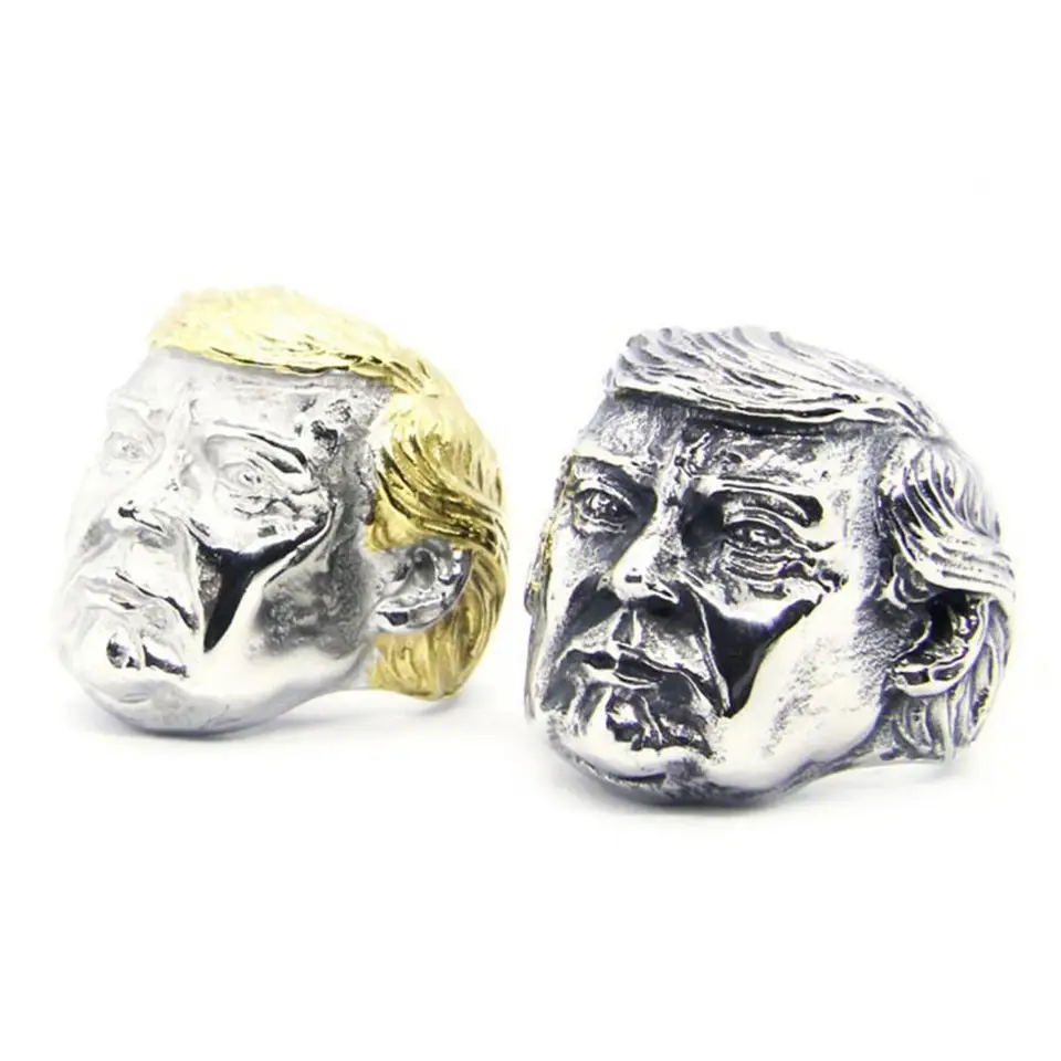Spojený prezidentský prsteň Prezidentský prsteň Prezident Trump Trump Face Men's Cadless Aliat 3D Ring Colorfast Hand pre hladkú