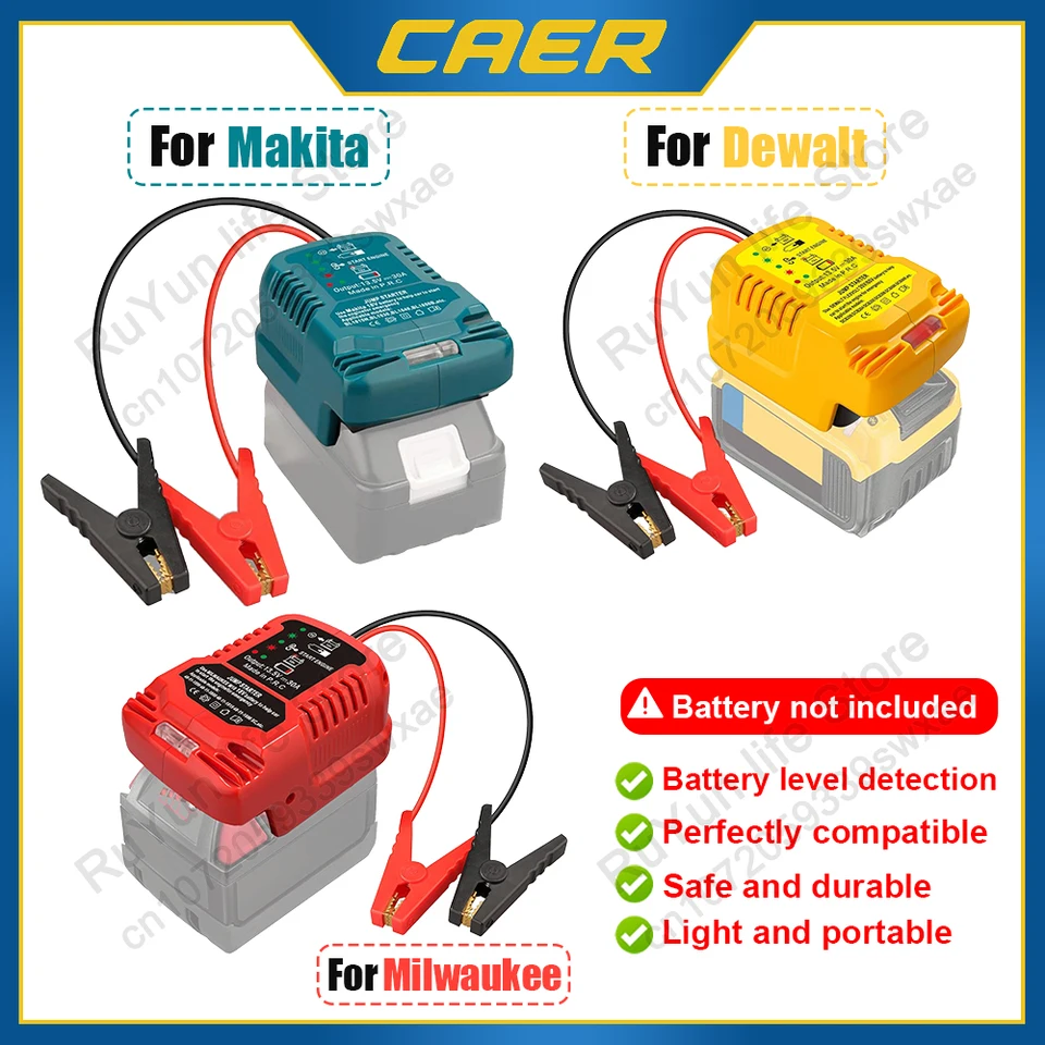 Spojka Káble automobilový štartovací adaptér pre Makita/Milwaukee/Dewalt 18V Litium Battery Cigaret Lighter Auto Booster Tool