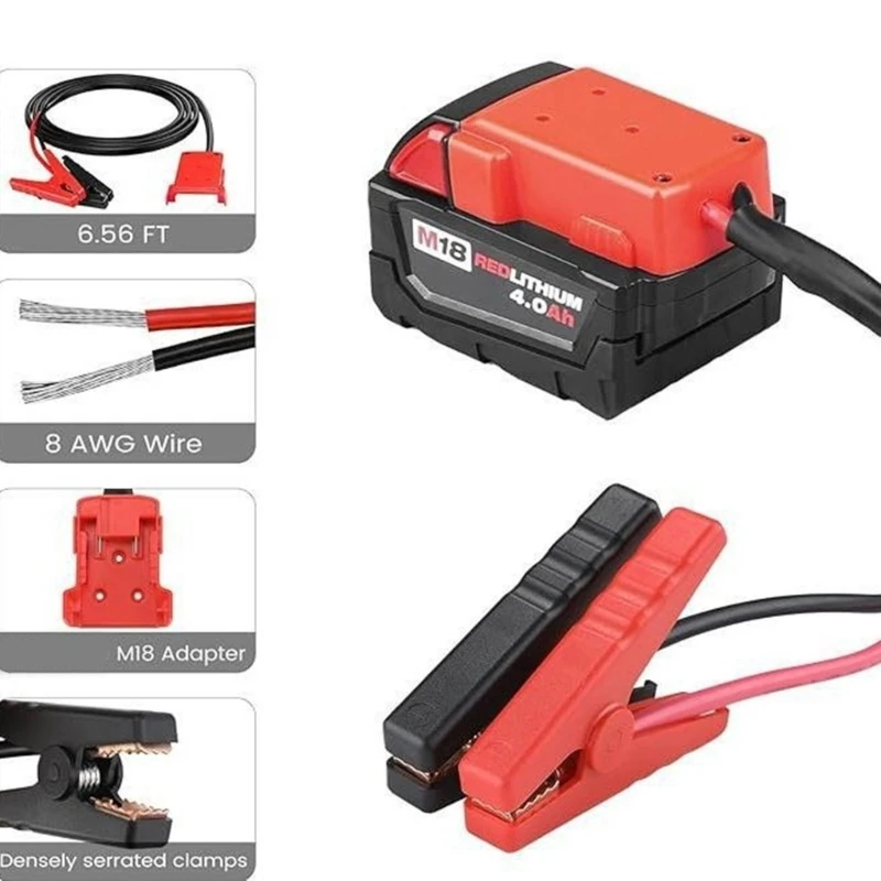 Spojky na káblo pre jumperový kábel pre 18 V štartér batérie, Kábel Automotive Boosters Cable 8awg Kábel napájacie náradie