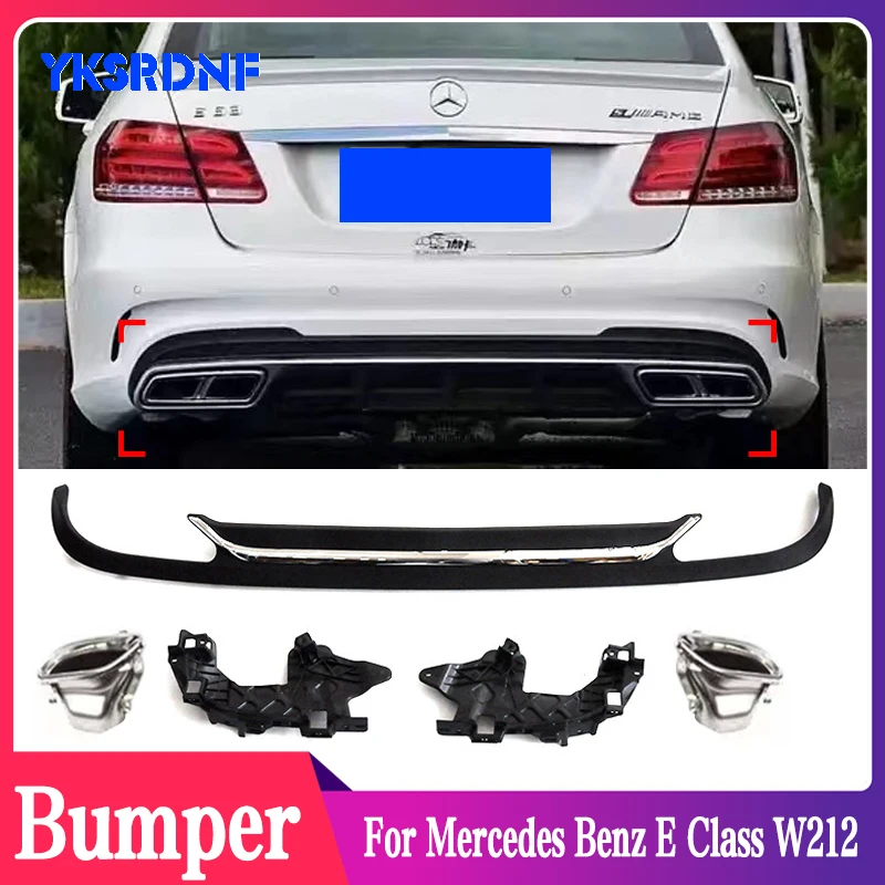 Spojler zadných pier a exhause pre Mercedes Benz E Class W212 E200 E250 E300 E500 2014-2016 Vysoko kvalitný difúzor PP Bumper Difuser