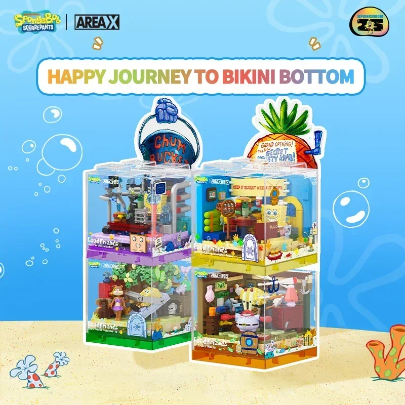 Spongebob Budovy Bloky ananásová reštaurácia Anchor House House House Room Model tehly s prachovým krytom detské hračky s dovolenkovými darčekmi