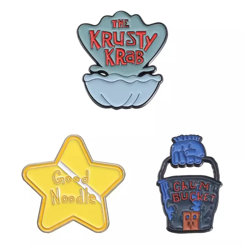 Spongebob Krusty Krab Restaurant Reštaurácia smaltovaných brošní karikatúry Pins batohové odznaky módne šperky Festival darček
