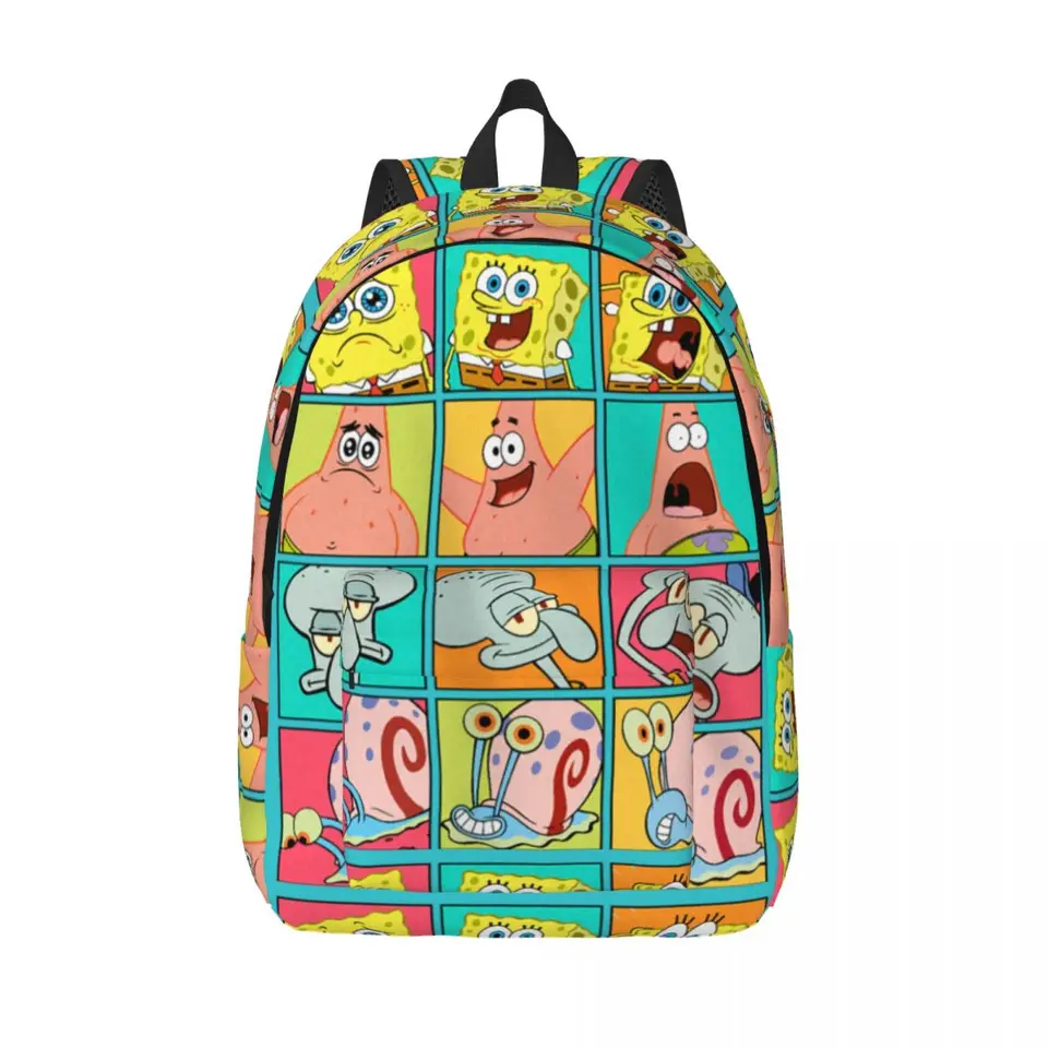 SpongeBob Squarepants Nová módna vysoko kapacitná vodotesná vysoká škola batohový batoh Trendy laptop Travel Book Bag 15.7in 17.7in
