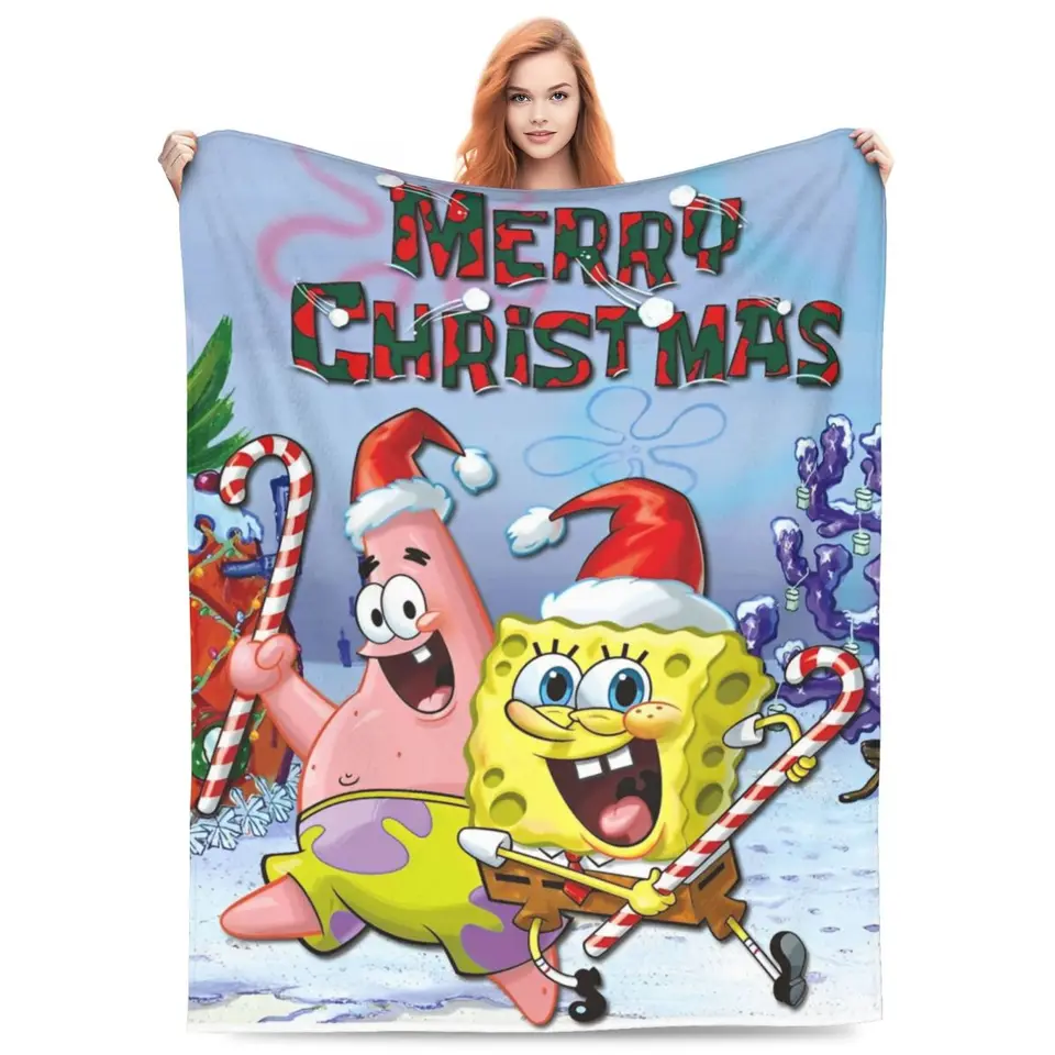Spongebobed anime karikatúra vianočný obchod s dekoratívnym hádzaním prikrývok darček pre neho