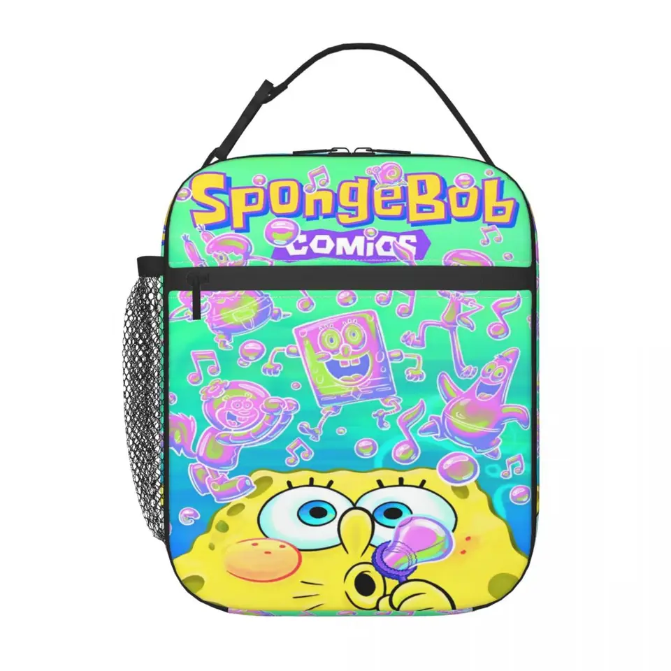 Spongebobed komiks cartoon anime izolovaný obedový taška na cestovné úložné skrinky prenosné tepelné chladič obedové boxy