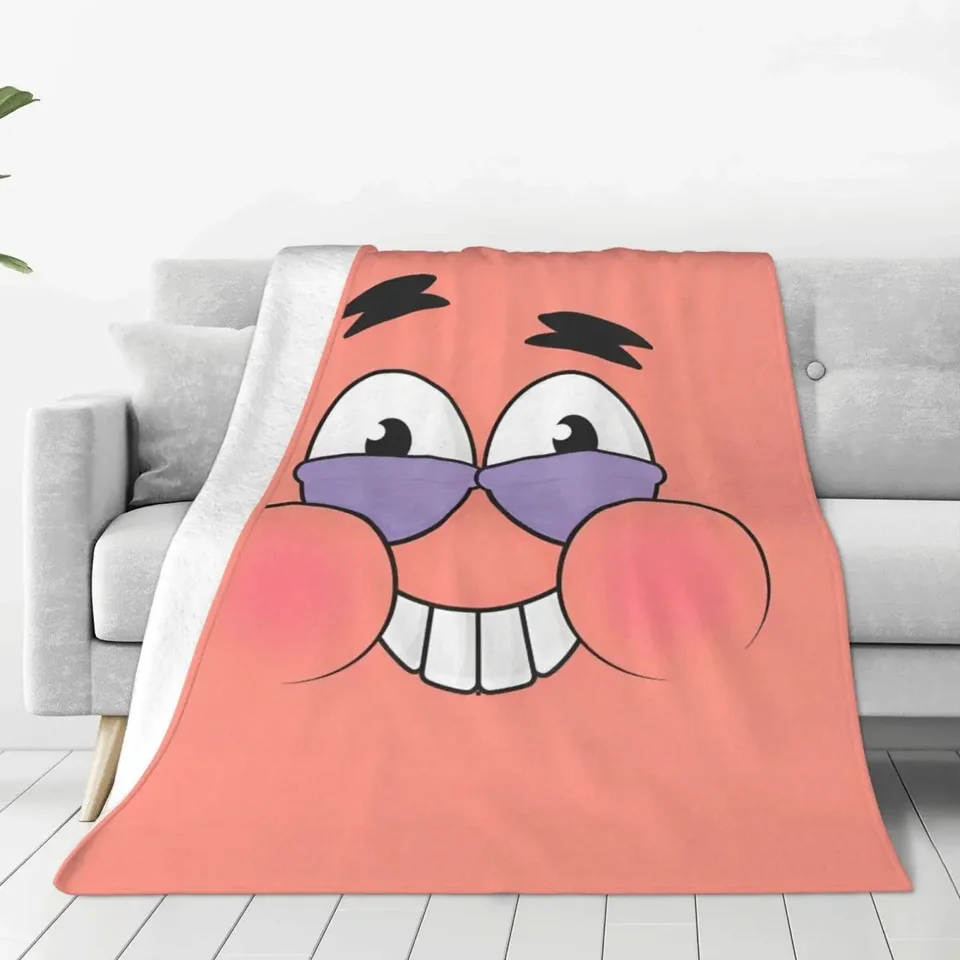Spongebobed Patrick Star Face Fleece Hádajú prikrývky pre domácu vonkajšiu super mäkkú lôžko