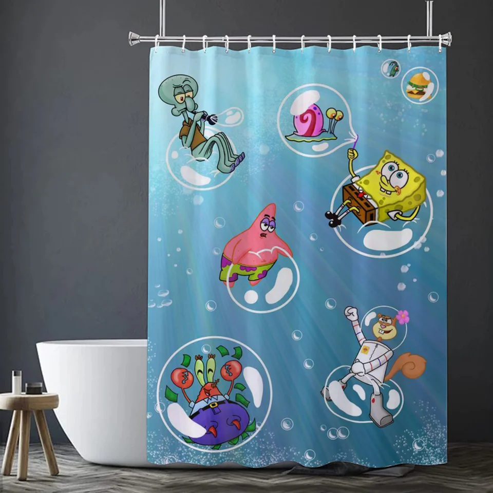 Spongge bob sprcha záclona nepremokavá tkanina kúpeľňové záclony skladacie priečka s kúpeľňovými príslušenstvom spálne
