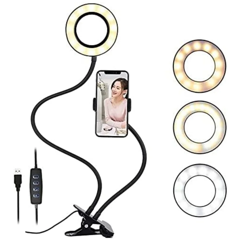 Sponka na svetlá na svetlo s svetlami s držiakom mobilného telefónu Ochrana očí Detská lampa Detská lampa 360 ° Flexibilná husia