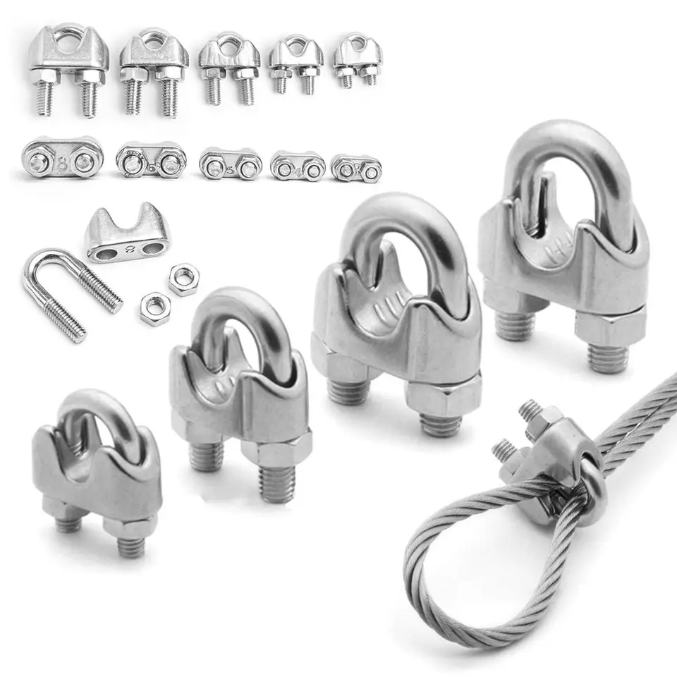 Sponky na drôty typu 1pc u typu m2/3/4/5/6/8/10/11/12m/12 mm lanový sponkový kábel skrutky Hardvérové ​​svorky 304