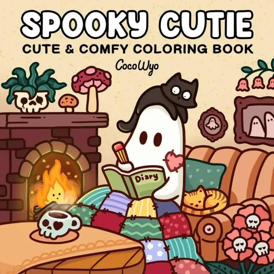 Spooky Cutie: Omaľovánka pre dospelých a dospievajúcich s rozkošnými strašidelnými tvormi v útulných hygge momentoch na relaxáciu