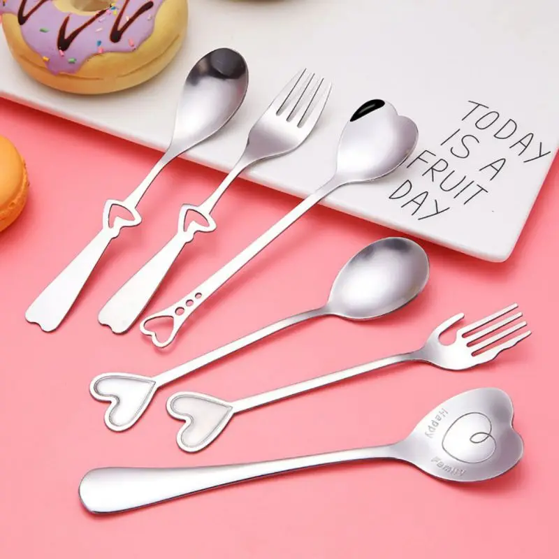 Spoon z nehrdzavejúcej ocele Kreatívne kávu v tvare srdca Spoon Coffee Miešanie