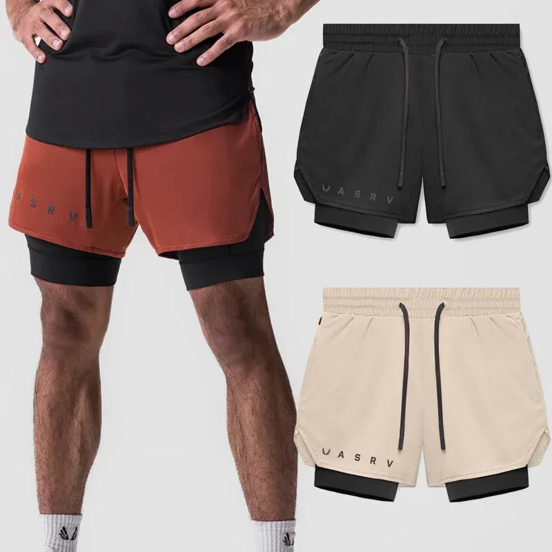 SPORTSKÁ FITNESS Pánska šortky 2 v 1 dvojvrstvový kraťas