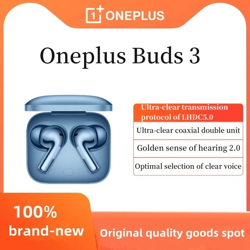 Spot OnePlus Buds 3 True Wireless Rederced Serdepphone s dlhou životnosťou batérie a pôvodnou vlajkovou kvalitou zvuku.