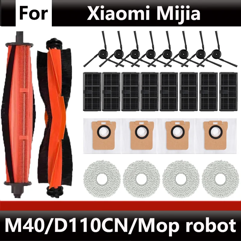 Spotrebný materiál pre vysávač Xiaomi Mijia M40 D110CN, vrátane tkaniny na moppovanie, filtračného prvku, prachového vrecka a hlavnej kefy