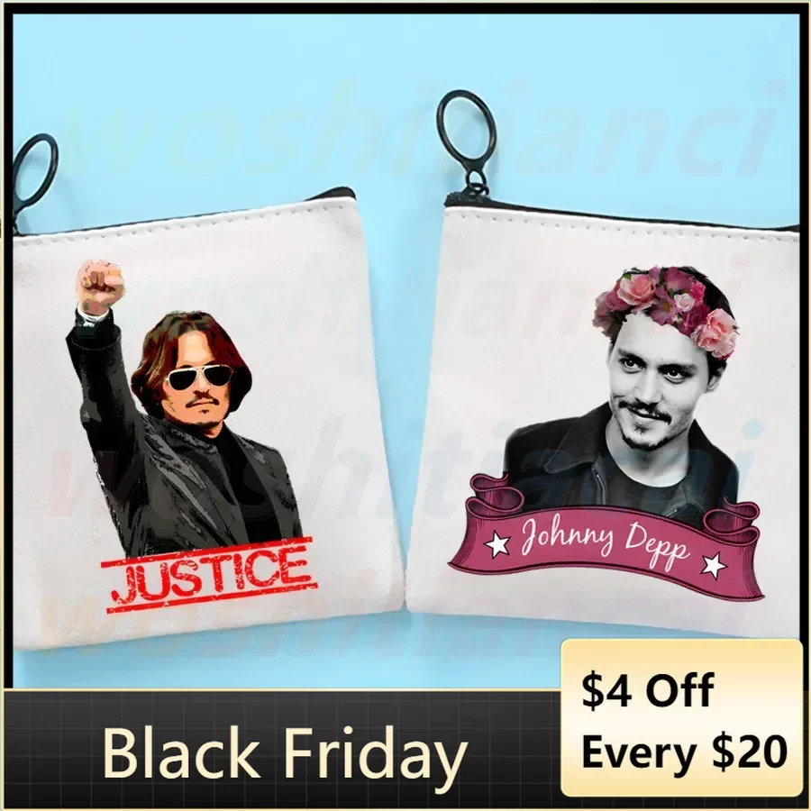 Spravodlivosť pre Johnny Depp Coin Coin Vintage Mini Wallet Change Pase prenosné kľúče prenosné klávesy Card Storage Card Bag Zipper