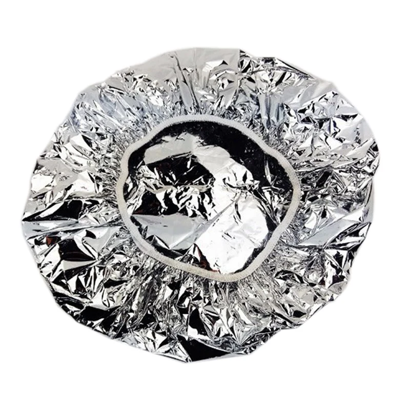 Sprchová čiapka tepelná izolácia hliníková fóliová klobúk elastická kúpanie pre ženy pre ženy kadernícke kúpeľňa -Silver