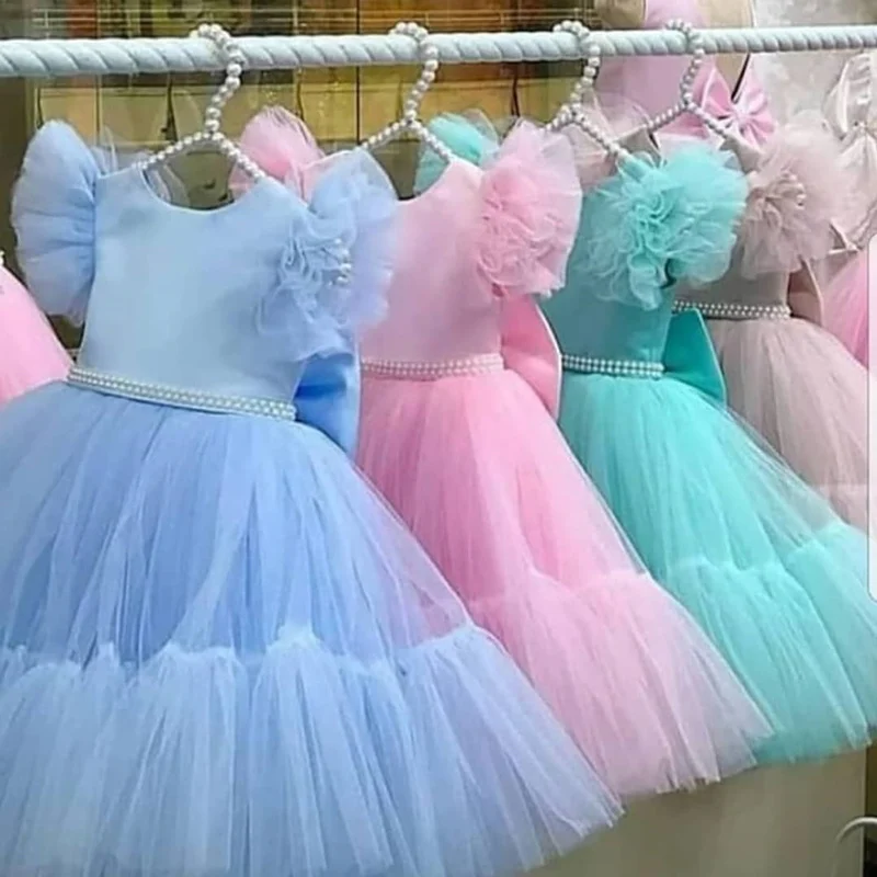 Sprievodné formálne družičky Šaty dievčat TYLLE Fluffy Svadobné šaty princeznej pre deti elegantné deti narodeniny Prom šaty