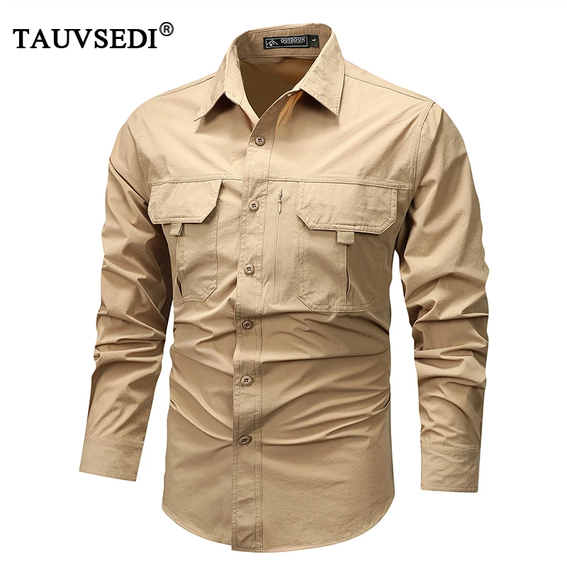 Spring Autumn Men Cotton Dlhý rukáv Nákladné košele bundy Man Tactic Tactic Casual Casual Poline Mens Streetwear retro košele vrcholy