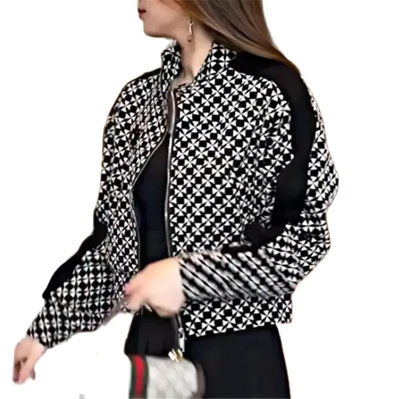 Spring Autumn Short Checker Cast Coat Women 2024