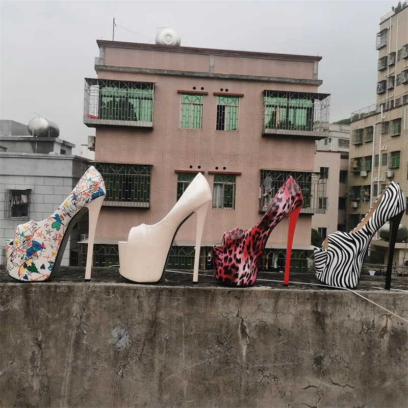 Spring Autumn Svadobné platformy Stilettos 22 cm tenké podpätky Dámske topánky Žena močový