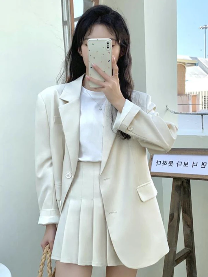 Spring Fashion 2 kusy oblečenie Dámske oblečenie Elegantné formálne voľné obleky Tops Tops Coat Blazer Jacket Paseed Mini Screr Sets Work