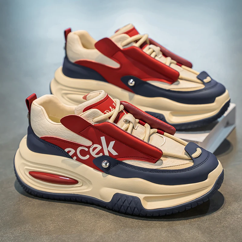Spring Mens Bootits Pu Kožená obuv Hustý jediný podrážok módne pracovné bezpečnostné topánky Príležitostné luxusné retro muži vonkajšie tenisky chôdza 44