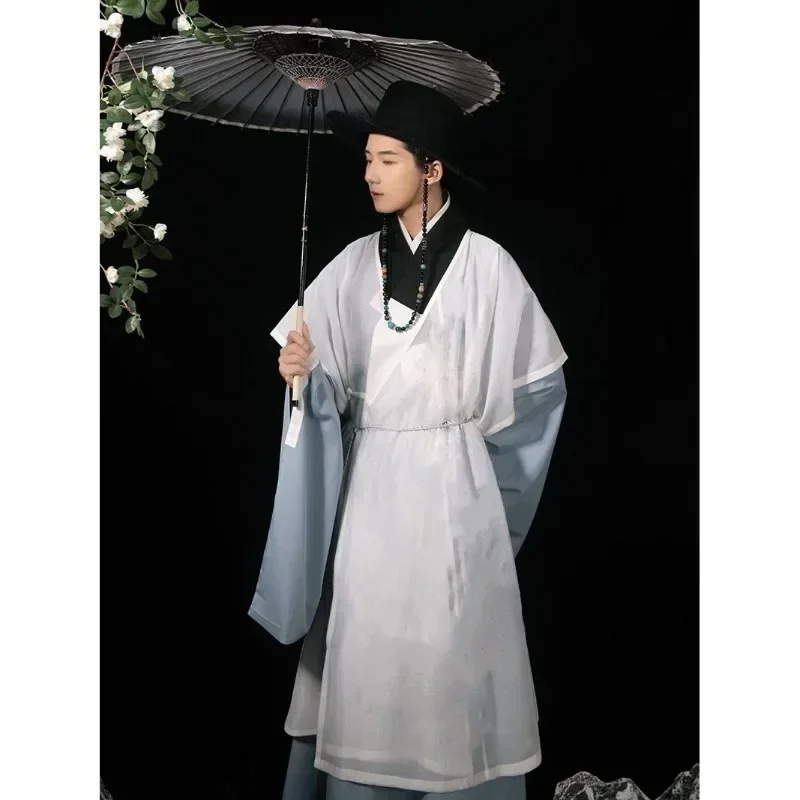 Spring Ming Dynasty Pekné hanfu šaty čínske tradičné oblečenie pre mužov retro farebný krížový golier hanbok obleky rúcho