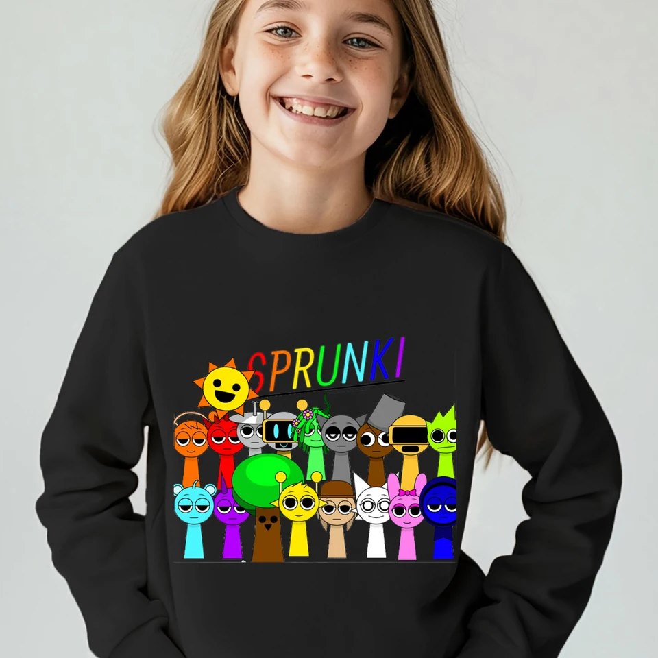 Sprunki Incredibox Print Hoodie Kids Fashion Pullover Fall Dlhý rukáv mikina karikatúry Game Streetwear Girls Girls Boys Hoodie Tops