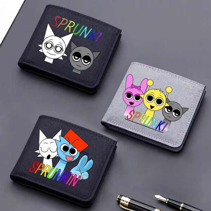 Sprunki krátke peňaženky Incredibox Cartoon Nylon Peňaženka Prenosná móda anime držiteľ karty držiteľ Coin Coin kabelky detský darček