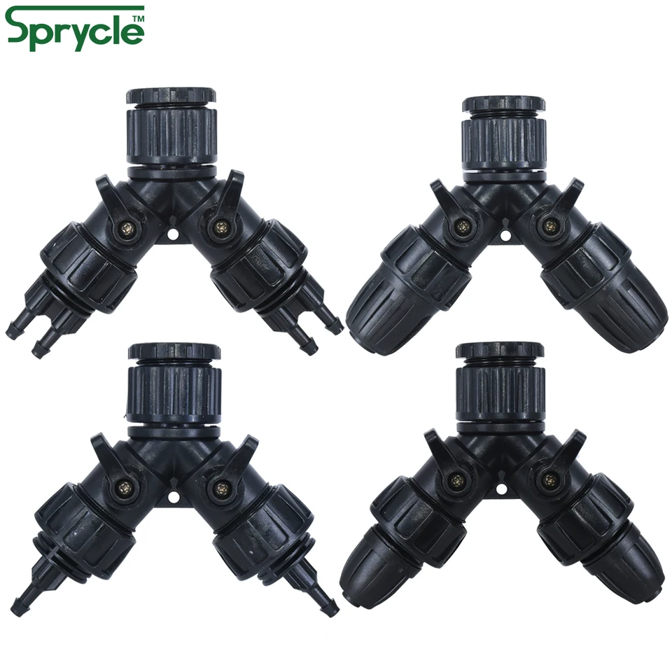 Sprycle 1/2 '' 3/4 '' Garden Tap Hose Splitter Adapter Connector Kvapkanie IirRigation 1/4 '' 3/8 '' 1/2 '' 16 mm 8/11 mm 4/7mm Oprava potrubia potrubia