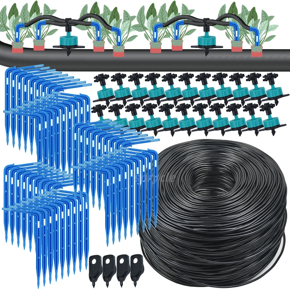 Sprycle Garden Drip Rail zavlažovanie kvapkaných kvapkaných kvapiek pomocou súpravy na úsporu vody 3/5 mm hadica pre bonsai skleníkovú zeleninu