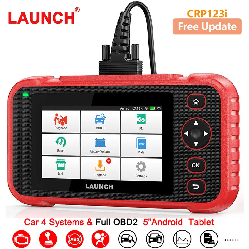 Spustenie CRP123I OBD2 Diagnostický nástroj Automatický skener automobilov Motor ABS SRS Prenosový prenos airbag OBD Automobilový kód čítač bezplatnej aktualizácie