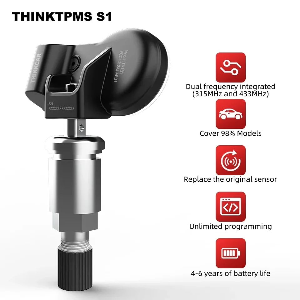 Spustenie X431 2 v 1 RF-senzorovom tlaku Diagnostika nástroja Universal Sensor/ThinkCar ThinkTPMS S1 TPMS 315MHz 433 MHz