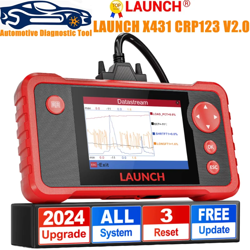 Spustenie X431 CRP123 V2.0 OBD2 Skener ENG ABS Airbag SRS AT Auto Diagnostic Tool 7 RESET Code Reader Automotive Tools PK CRP123E